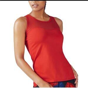 Fabletics Red Helena Sweetheart Neck Mesh Tank Top  Size Small